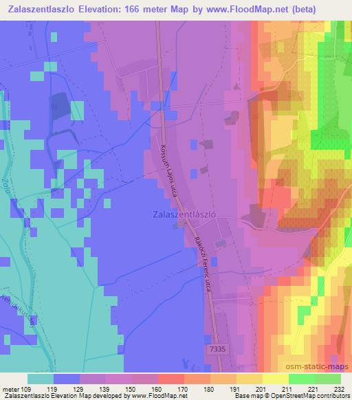 Zalaszentlaszlo,Hungary Elevation Map