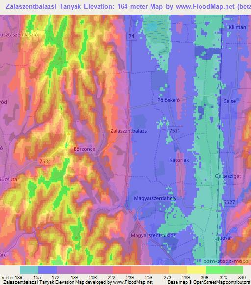 Zalaszentbalazsi Tanyak,Hungary Elevation Map