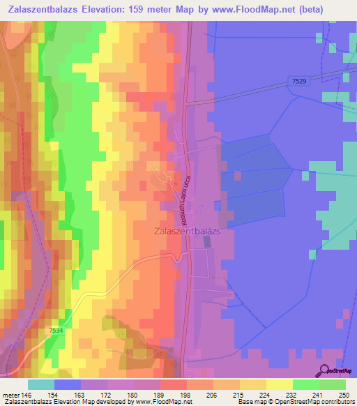 Zalaszentbalazs,Hungary Elevation Map