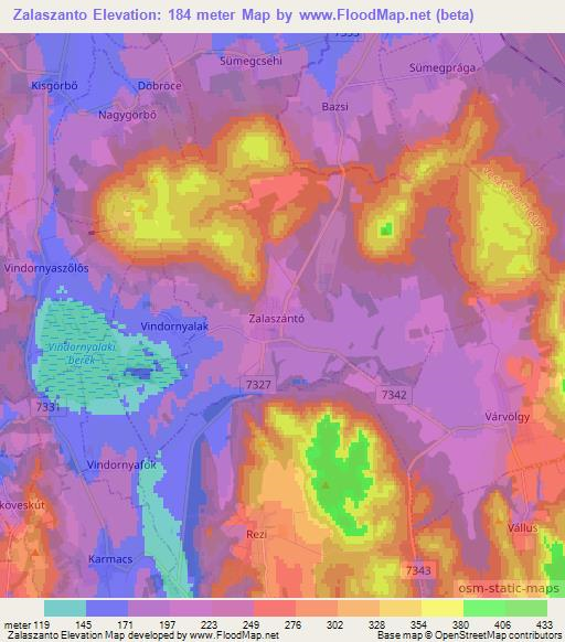 Zalaszanto,Hungary Elevation Map