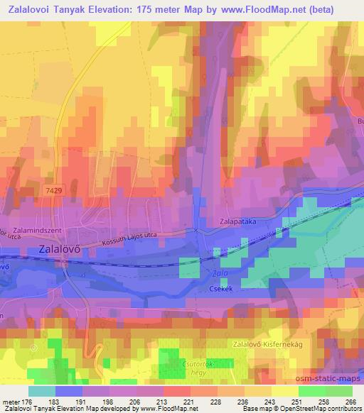 Zalalovoi Tanyak,Hungary Elevation Map