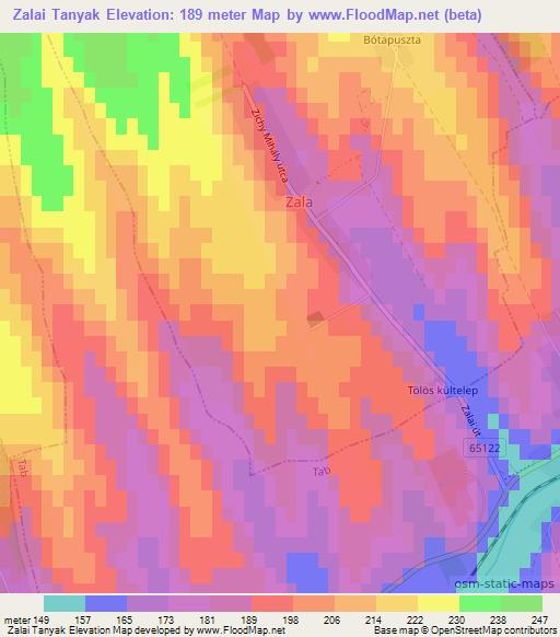 Zalai Tanyak,Hungary Elevation Map