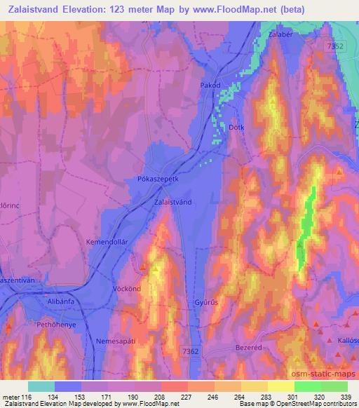 Zalaistvand,Hungary Elevation Map