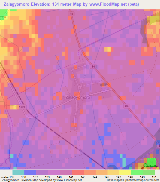 Zalagyomoro,Hungary Elevation Map