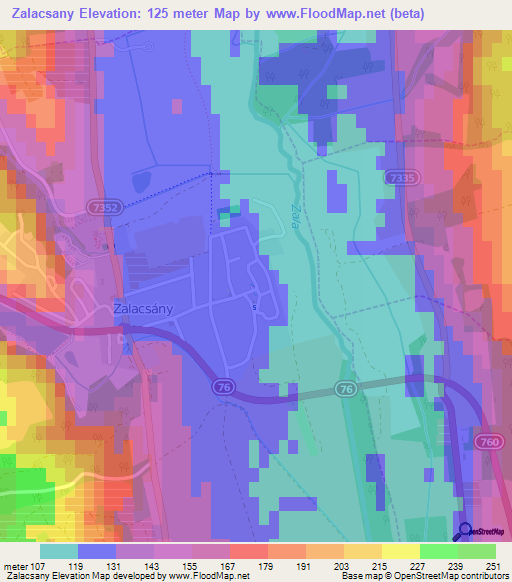 Zalacsany,Hungary Elevation Map