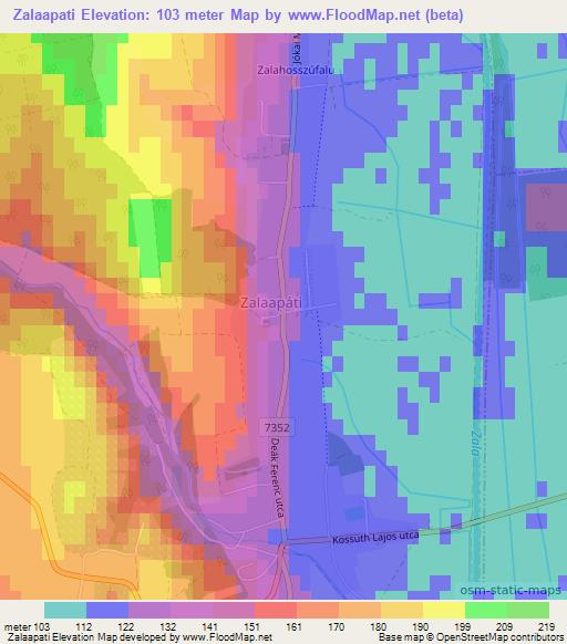 Zalaapati,Hungary Elevation Map