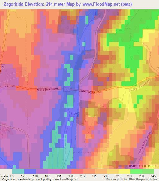 Zagorhida,Hungary Elevation Map
