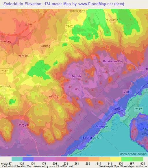 Zadoridulo,Hungary Elevation Map