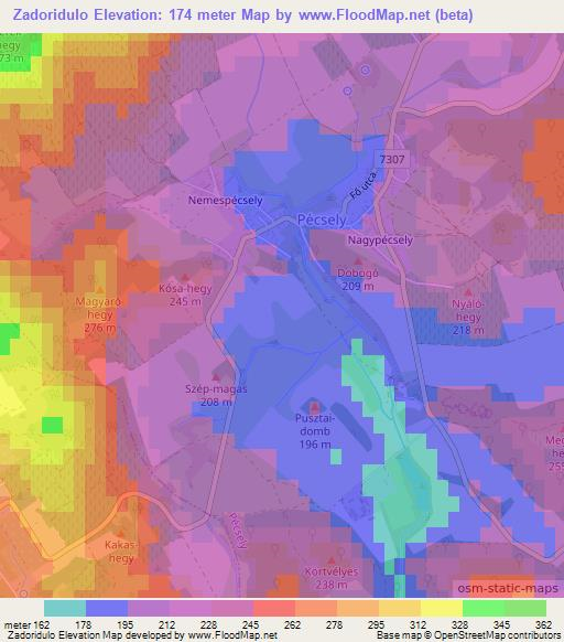 Zadoridulo,Hungary Elevation Map