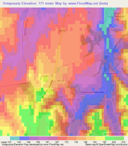 Votapuszta,Hungary Elevation Map