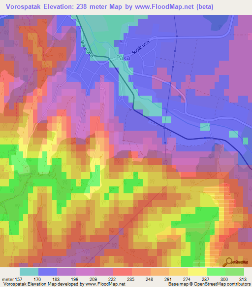 Vorospatak,Hungary Elevation Map