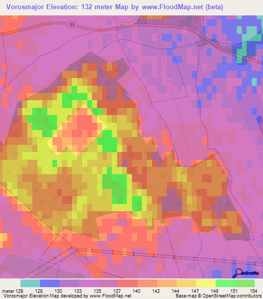 Vorosmajor,Hungary Elevation Map