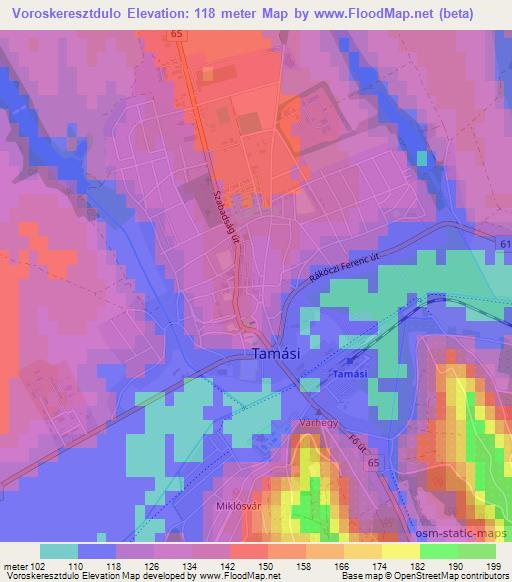 Voroskeresztdulo,Hungary Elevation Map
