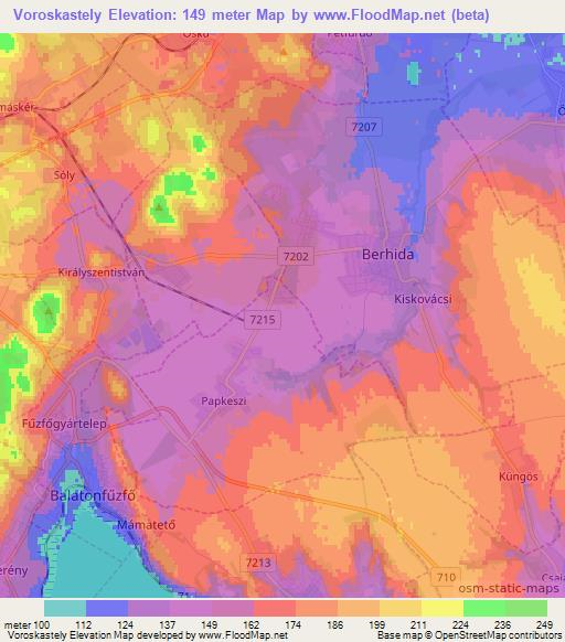 Voroskastely,Hungary Elevation Map