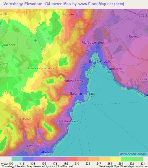 Voroshegy,Hungary Elevation Map