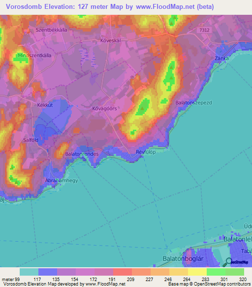 Vorosdomb,Hungary Elevation Map