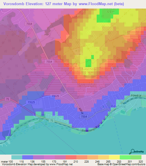 Vorosdomb,Hungary Elevation Map