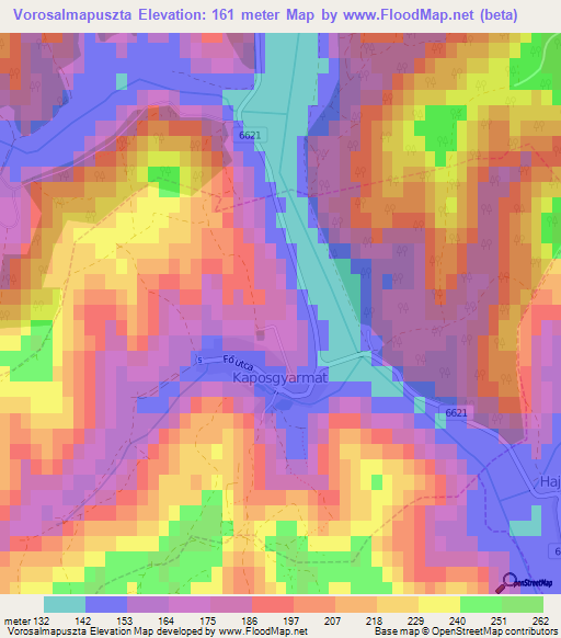 Vorosalmapuszta,Hungary Elevation Map