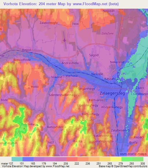 Vorhota,Hungary Elevation Map