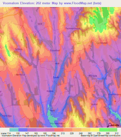 Voomalom,Hungary Elevation Map