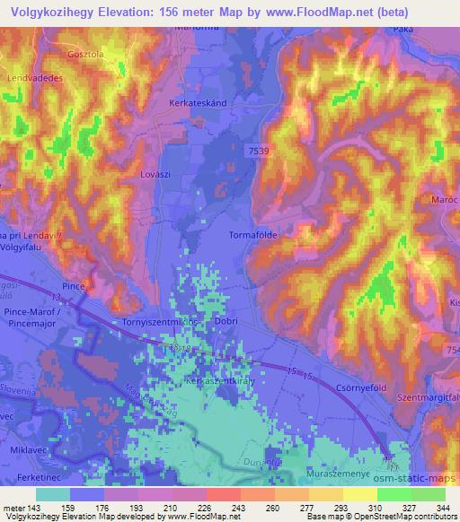 Volgykozihegy,Hungary Elevation Map