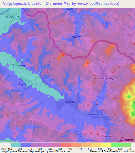 Volgyfopuszta,Hungary Elevation Map
