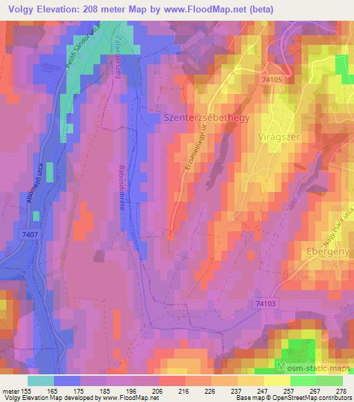 Volgy,Hungary Elevation Map
