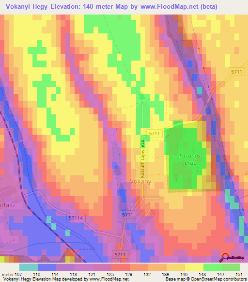 Vokanyi Hegy,Hungary Elevation Map