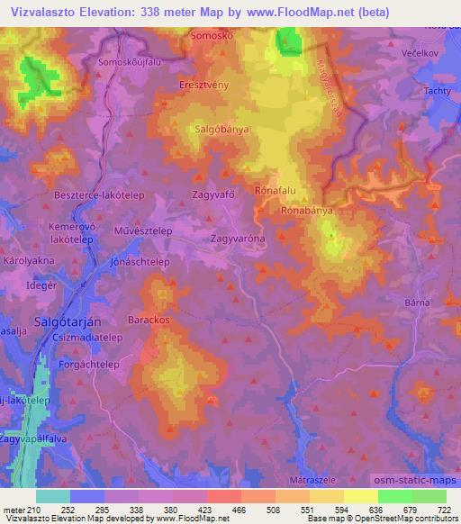 Vizvalaszto,Hungary Elevation Map