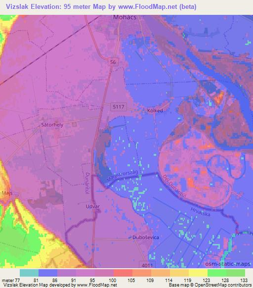 Vizslak,Hungary Elevation Map