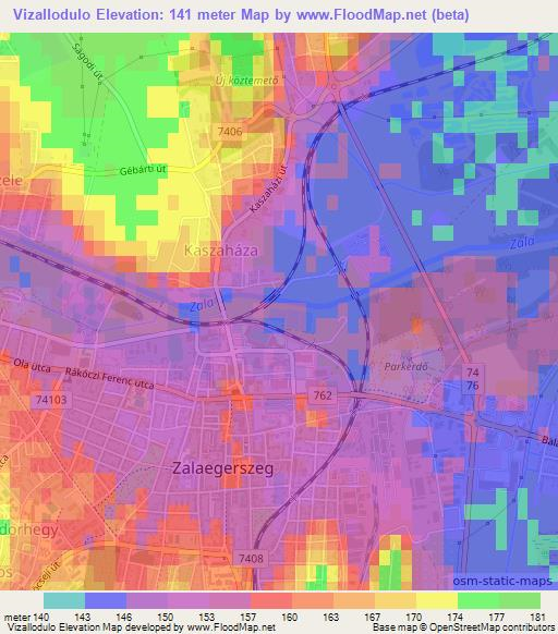 Vizallodulo,Hungary Elevation Map