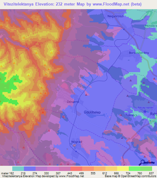 Vitezitelektanya,Hungary Elevation Map