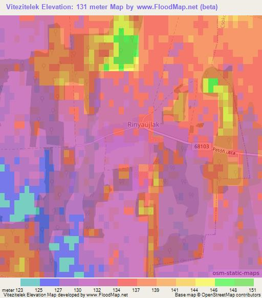 Vitezitelek,Hungary Elevation Map