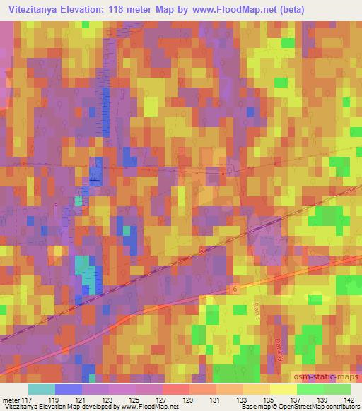 Vitezitanya,Hungary Elevation Map