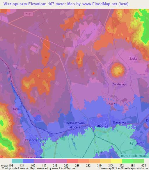 Viszlopuszta,Hungary Elevation Map