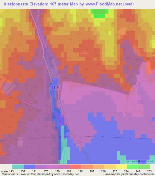 Viszlopuszta,Hungary Elevation Map