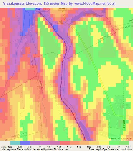 Viszakpuszta,Hungary Elevation Map