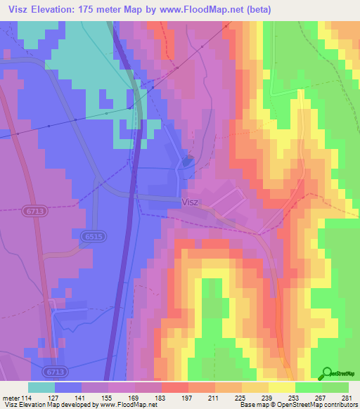 Visz,Hungary Elevation Map