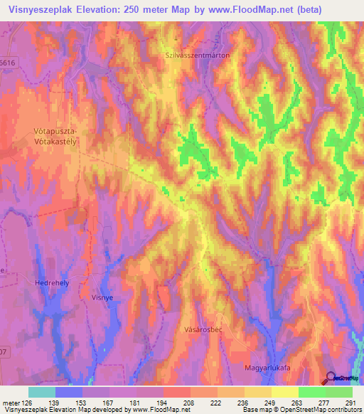Visnyeszeplak,Hungary Elevation Map