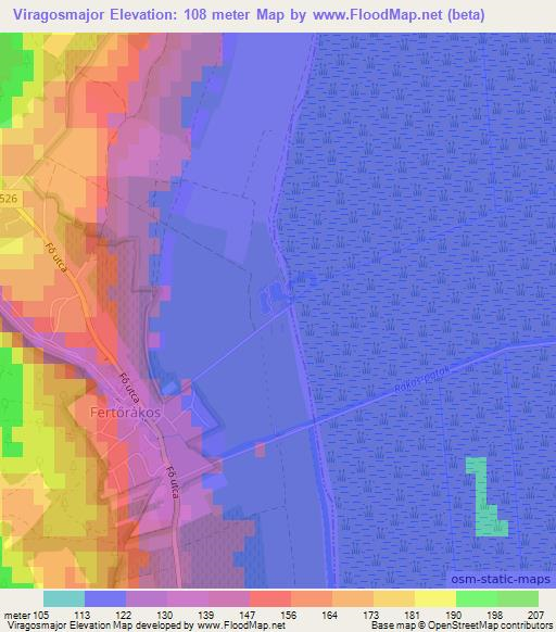Viragosmajor,Hungary Elevation Map