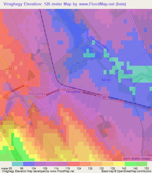 Viraghegy,Hungary Elevation Map