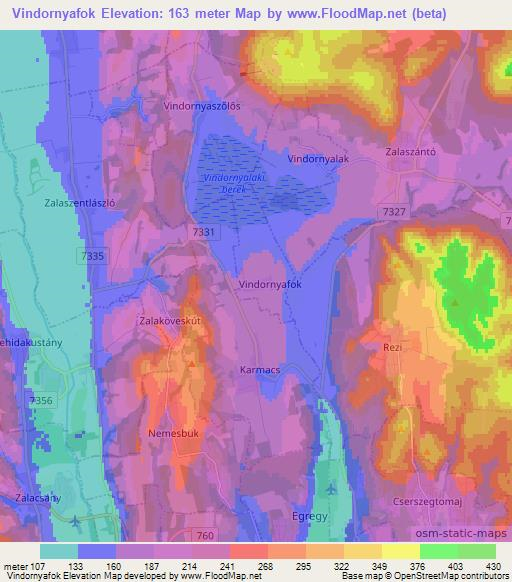 Vindornyafok,Hungary Elevation Map
