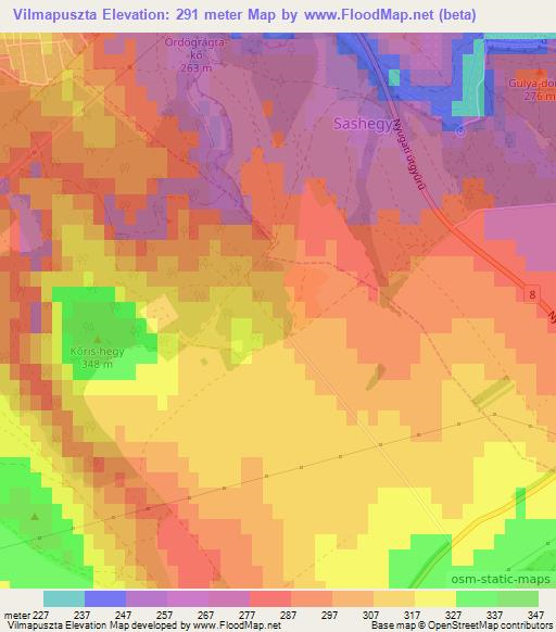 Vilmapuszta,Hungary Elevation Map