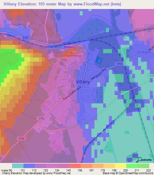 Villany,Hungary Elevation Map