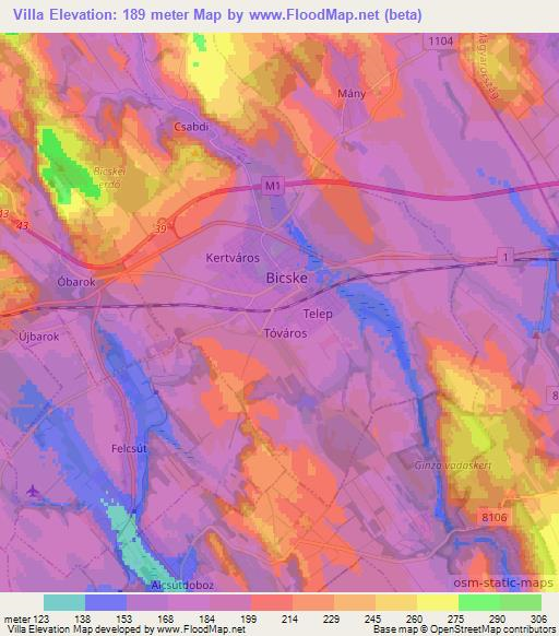 Villa,Hungary Elevation Map