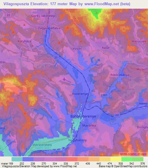 Vilagospuszta,Hungary Elevation Map