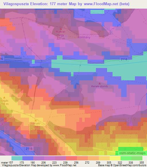 Vilagospuszta,Hungary Elevation Map