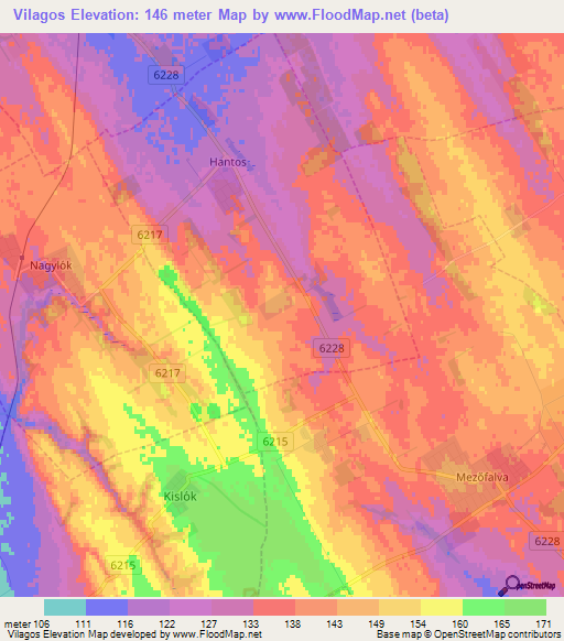 Vilagos,Hungary Elevation Map
