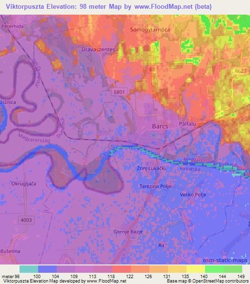 Viktorpuszta,Hungary Elevation Map