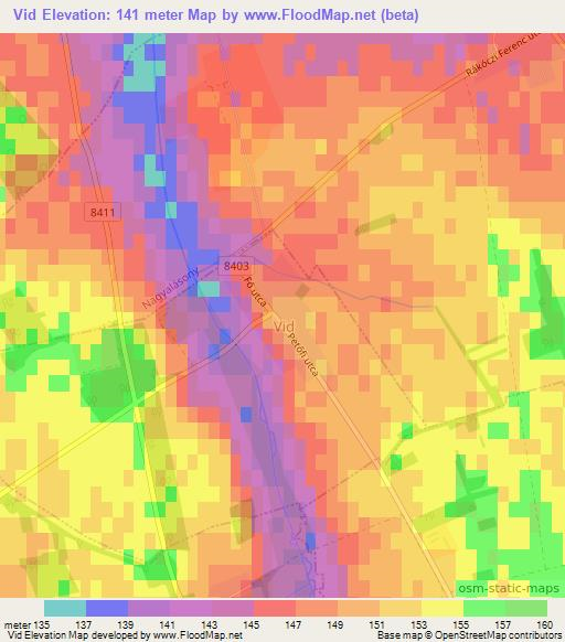 Vid,Hungary Elevation Map